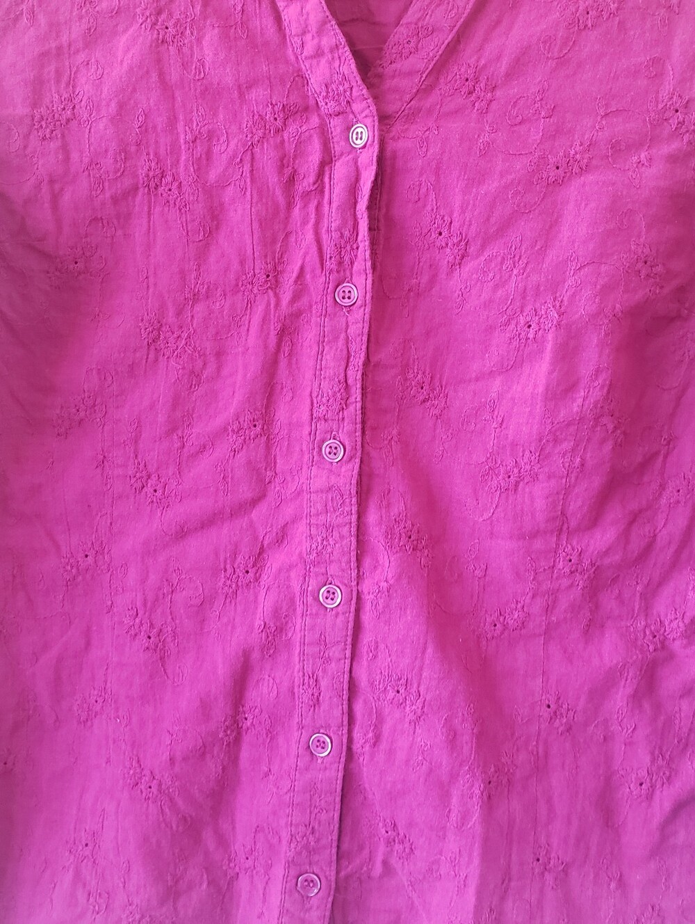 Embroidered Button-Front Top/Blouse - Picture 2 of 10